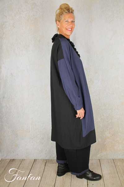 Barbara Lang Chemise longue bicolore AKI II bleu et noir