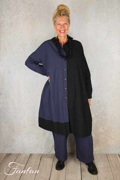 Barbara Lang Chemise longue bicolore AKI II bleu et noir