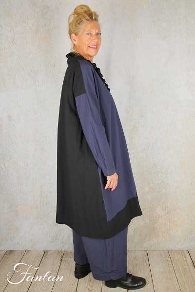 Barbara Lang Chemise longue bicolore AKI II bleu et noir
