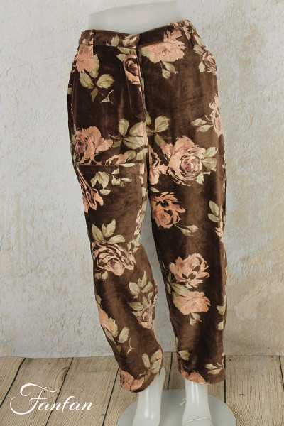 Les Ours Pantalon Gaston en Velours Fleur Chocolat