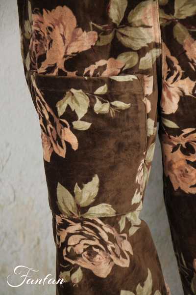 Les Ours Pantalon Gaston en Velours Fleur Chocolat