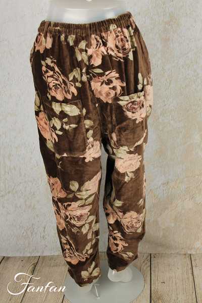 Les Ours Pantalon Gaston en Velours Fleur Chocolat