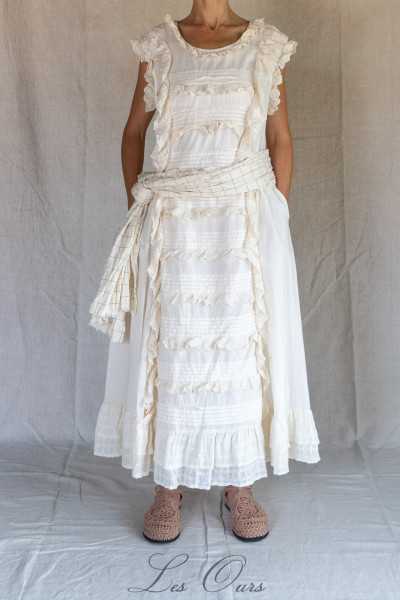 Les Ours Dress Ancolie Ecru Cotton