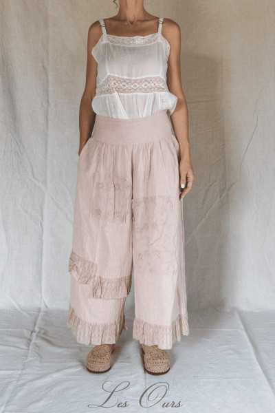 Les Ours Pants Ange Striped Cotton Pink