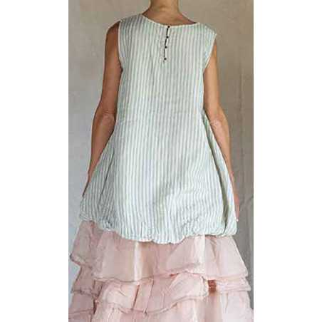 Les Ours Tunic Achille in Blue Striped Cotton Gaz