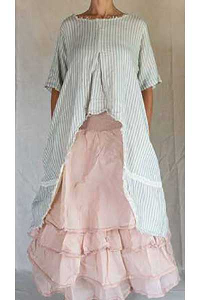 Les Ours Tunic Paquerette in blue striped cotton gas