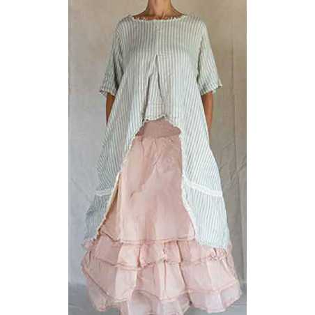 Les Ours Tunic Paquerette in blue striped cotton gas