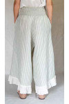 Les Ours Pantalon Ange en Gaz de Coton Rayé Bleu