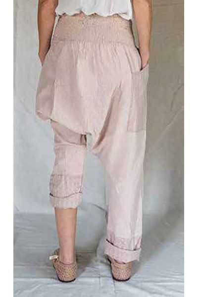 Les Ours Pantalon Sarouel en Coton Rayé Rose