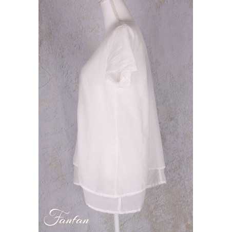 Grizas Blouse en Cotton/soie 5571-S302 Blanc