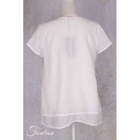 Grizas Blouse en Cotton/soie 5571-S302 Blanc