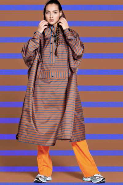 RainKiss Rain Poncho Breton P33 Brun-bleu