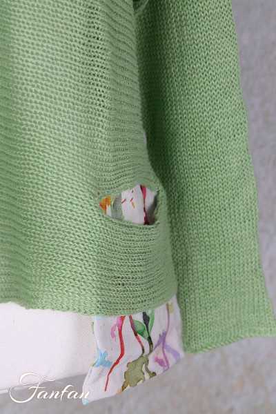 Grizas Pull lin 66157-BLA179 Vert eau avec poches imprimées