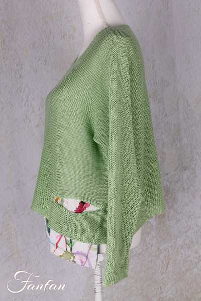 Grizas Pull lin 66157-BLA179 Vert eau avec poches imprimées