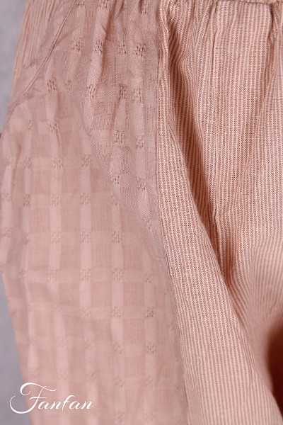 Les Ours Pantalon Sarouel en Coton Rayé Rose