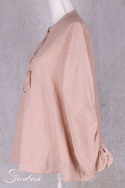 Les Ours Chemise Rosanne en Coton Rayé Rose