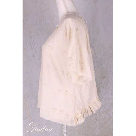 Les Ours Tunique Agatha en coton Broderie Ecru