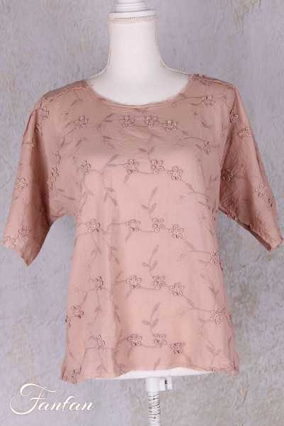 Les Ours Tunique Agatha en coton Broderie Rose