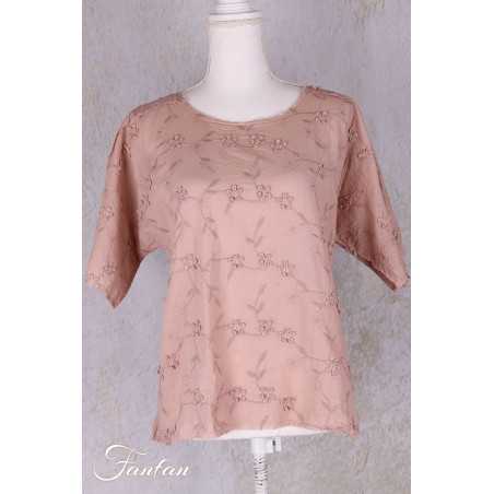 Les Ours Tunique Agatha en coton Broderie Rose