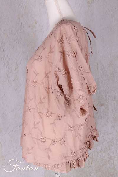 Les Ours Tunique Agatha en coton Broderie Rose