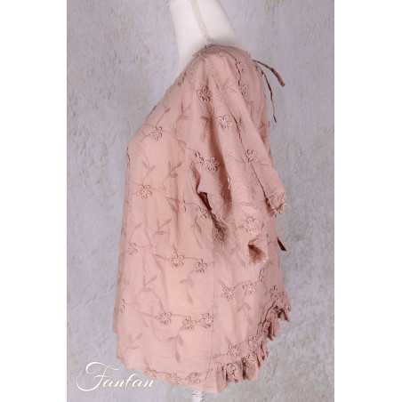 Les Ours Tunique Agatha en coton Broderie Rose