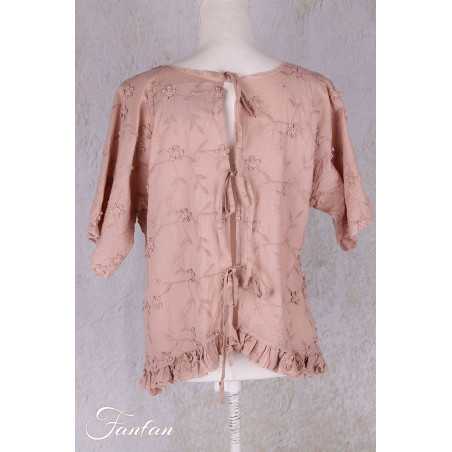 Les Ours Tunique Agatha en coton Broderie Rose