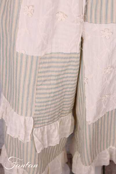 Les Ours Pantalon Ange en Gaz de Coton Rayé Bleu