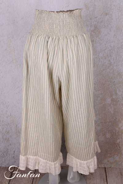 Les Ours Pantalon Ange en Gaz de Coton Rayé Bleu