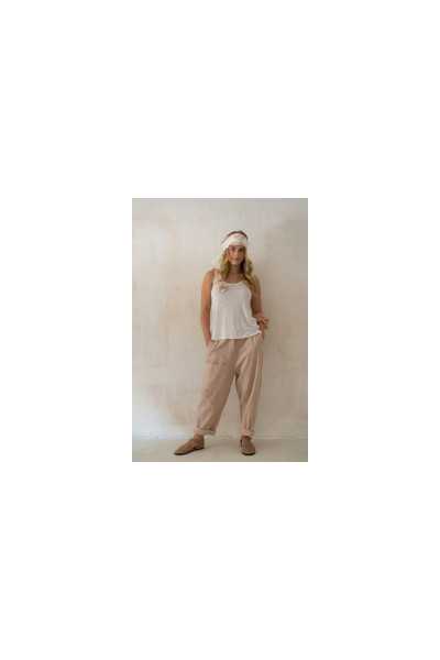 Les Ours Pantalon Gaston en Coton Rayé Rose