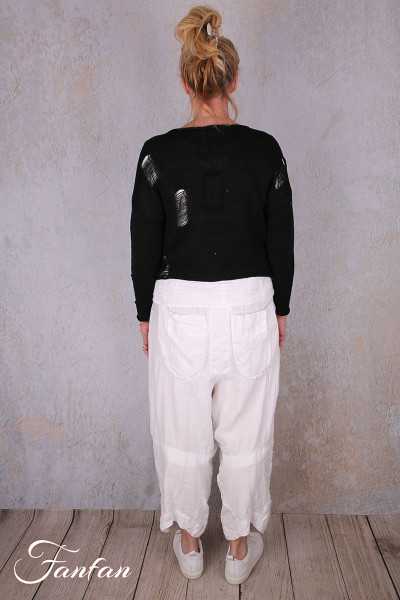 Grizas Pull lin 62079-BL17 Noir ajouré