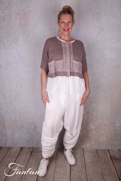Grizas Veste courte et ample en lin 6826-BLA-L21 Parme