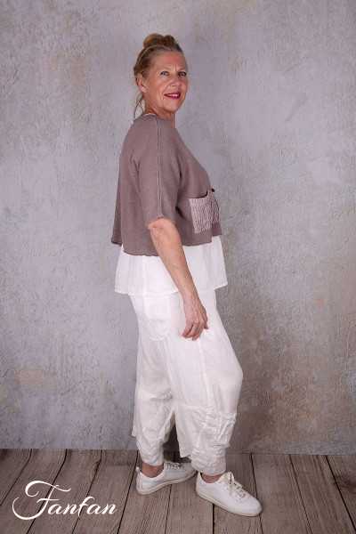Grizas Veste courte et ample en lin 6826-BLA-L21 Parme