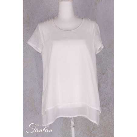 Grizas Blouse en Cotton/soie 5571-S302 Blanc