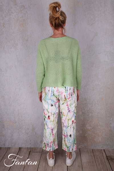 Grizas Pull lin 66157-BLA179 Vert eau avec poches imprimées