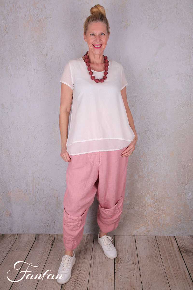 Grizas Pantalon en lin 3242-L257 Rose