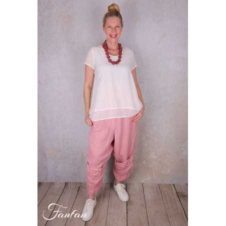Grizas Pantalon en lin 3242-L257 Rose