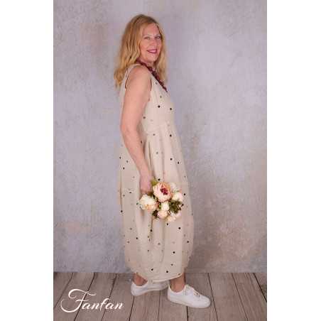 Privatsachen Robe Carelight en ramie à pois brodés Stroh