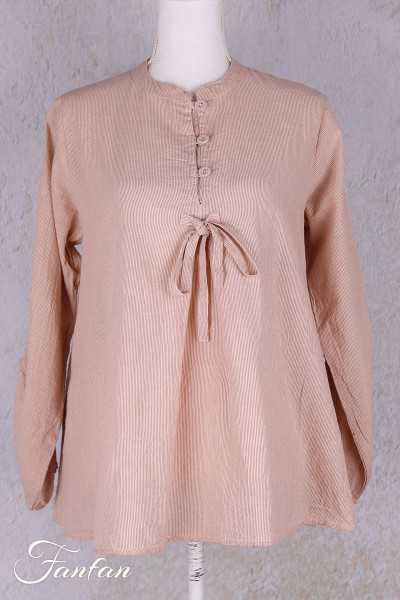 Les Ours Chemise Rosanne en Coton Rayé Rose