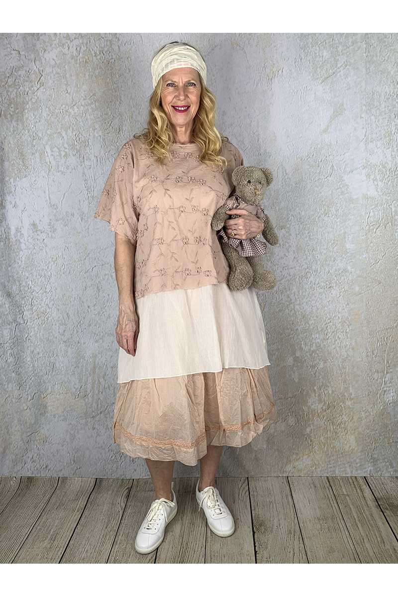 Les Ours Tunique Agatha en coton Broderie Rose