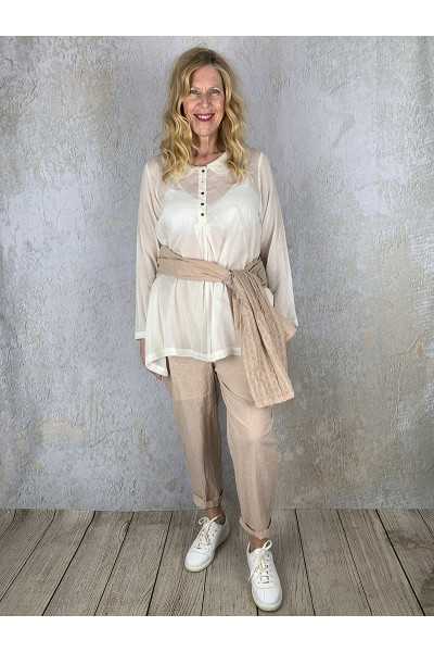 Les Ours Pantalon Gaston en Coton Rayé Rose