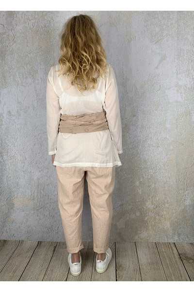 Les Ours Pantalon Gaston en Coton Rayé Rose