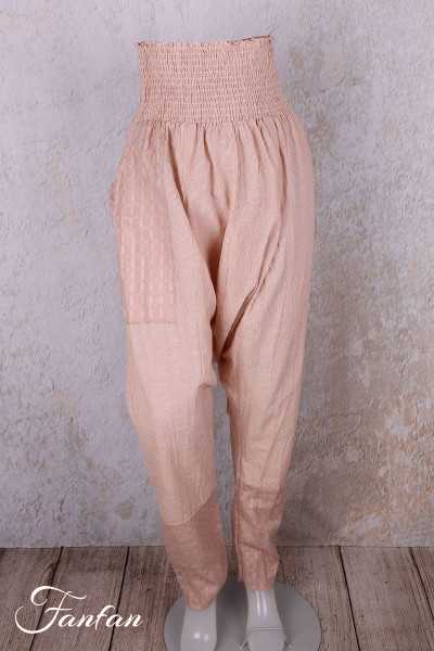 Les Ours Pantalon Sarouel en Coton Rayé Rose