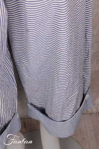 Barbara Lang Pantalon ELA XXVI rayé bleu et blanc