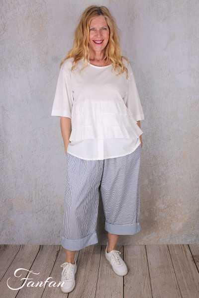 Barbara Lang Pantalon ELA XXVI rayé bleu et blanc