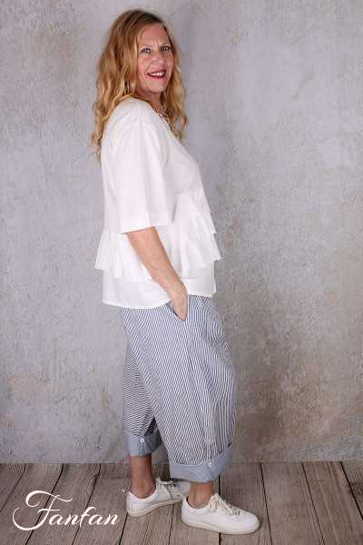 Barbara Lang Pantalon ELA XXVI rayé bleu et blanc