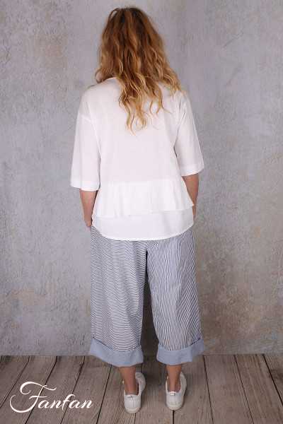 Barbara Lang Pantalon ELA XXVI rayé bleu et blanc