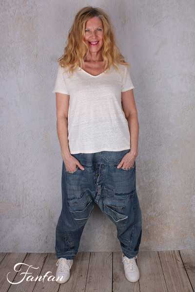 Créateur Sue Pantalon sarouel patchwork jean's bleu