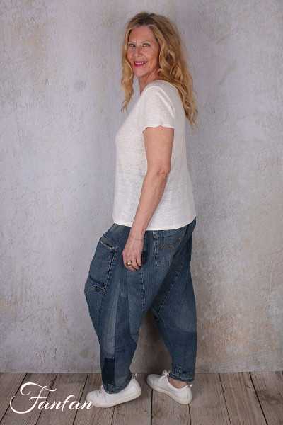 Créateur Sue Pantalon sarouel patchwork jean's bleu