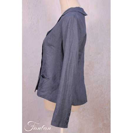 Les Filles D'Ailleurs Veste en lin Blue V457