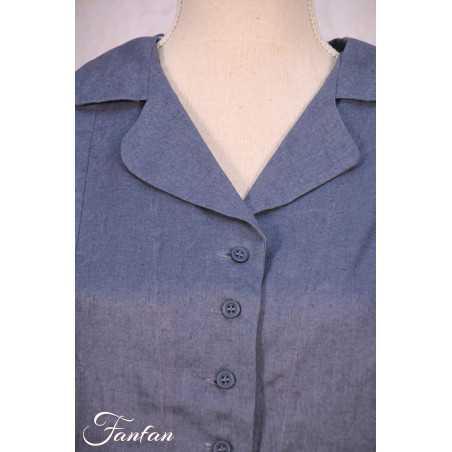Les Filles D'Ailleurs Veste en lin Blue V457